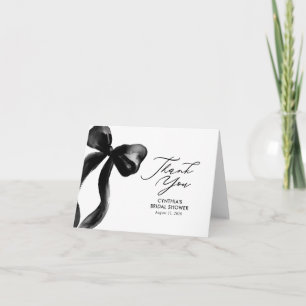 Cartão De Agradecimento Chuveiro de Noiva Elegante Laço Preto Obrigado