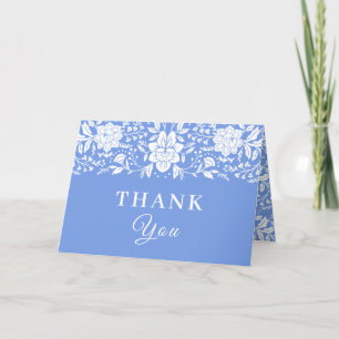 Cartão De Agradecimento Chuveiro de Noiva Floral Azul Chinoiserie Obrigado