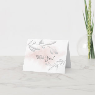 Cartão De Agradecimento Chuveiro de Noiva Floral em Aquarela Rosa Obrigado