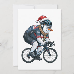 Cartão De Agradecimento Ciclista Boneco de Neve Natal 2026 Feriado Ciclism