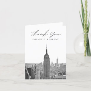 Cartão De Agradecimento Cidade de Nova York Vertical Preto e Branco