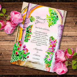 Cartão De Agradecimento Cidadezinha Mexicana Floral em Aquarela Colorida