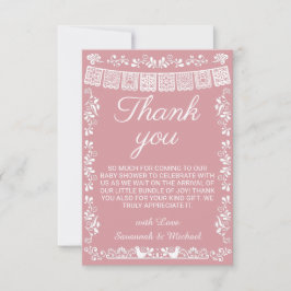 Cartão De Agradecimento Cielito Lindo Rosa Baby Shower Papel Picado