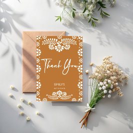 Cartão De Agradecimento Cielito lindo terracotta chá de fraldas mexicano