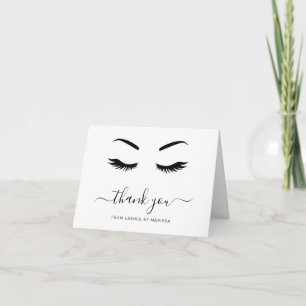 Cartão De Agradecimento Cílios Minimalista Preto e Branco Elegante Negócio