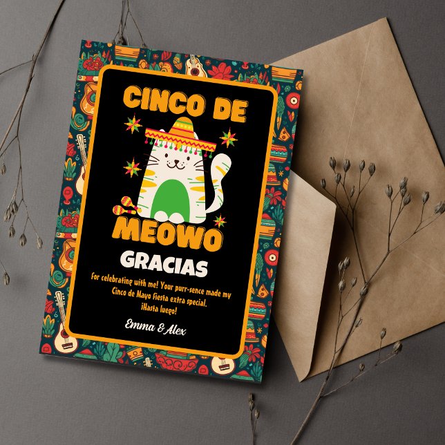 Cartão De Agradecimento Cinco De Mayo - Gato Bonito Gracias Obrigado (Criador carregado)