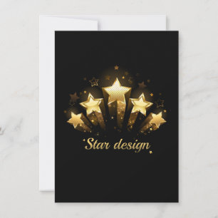 Cartão De Agradecimento Cinco estrelas douradas a preto