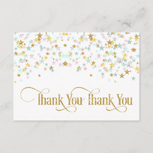 Cartão De Agradecimento Cintilação pouco obrigado da estrela você branc