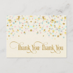 Cartão De Agradecimento Cintilação pouco obrigado da estrela você creme