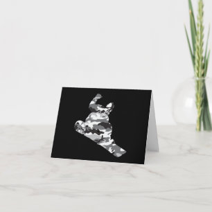 Cartão De Agradecimento Cinza Camouflage Snowboarder