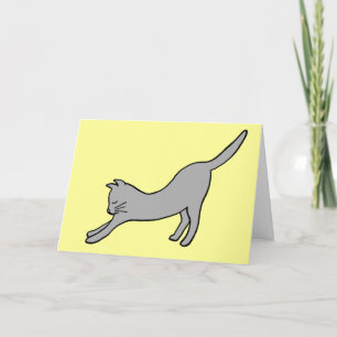 Cartão De Agradecimento Cinza estressando gato em amarelo Obrigado