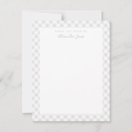 Cartão De Agradecimento Cinza Gingham Check Personal Stationery Note Card