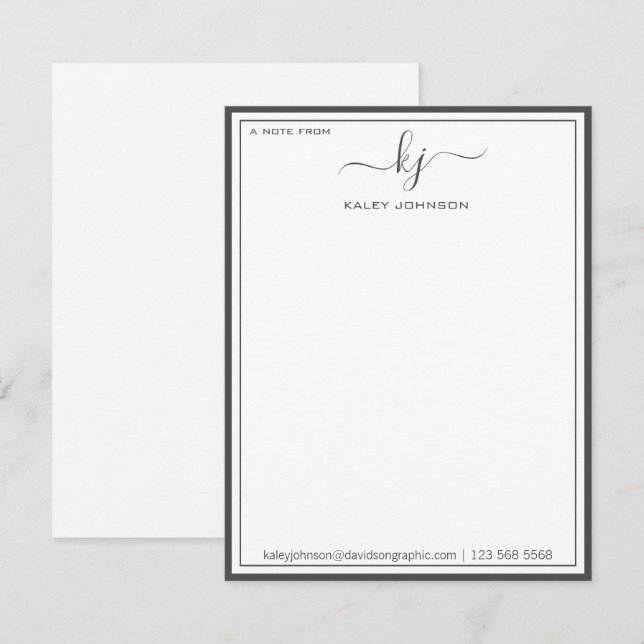 Cartão De Agradecimento Cinza Mínima Branco Da Mesa Da Placa De Nota (Frente/Verso)