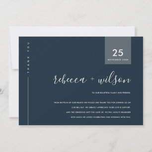 CARTÃO DE AGRADECIMENTO CINZA MÍNIMA SCANDI MARINHO BLUE TYPOGRAPHY CASAM