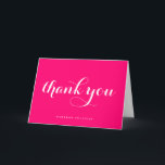 Cartão De Agradecimento Cinza Moderna Negrito Rosa Quente<br><div class="desc">Enviar obrigados com este cartões de agradecimentos personalizável. Apresenta caligrafia moderna e uma simples tipografia num fundo rosa-quente. Personalize adicionando seu nome ou outros detalhes. Este cartões de agradecimentos de caligrafia é perfeito para negócios,  casamentos,  chás de panela,  chás de fraldas,  graduações e muito mais.</div>