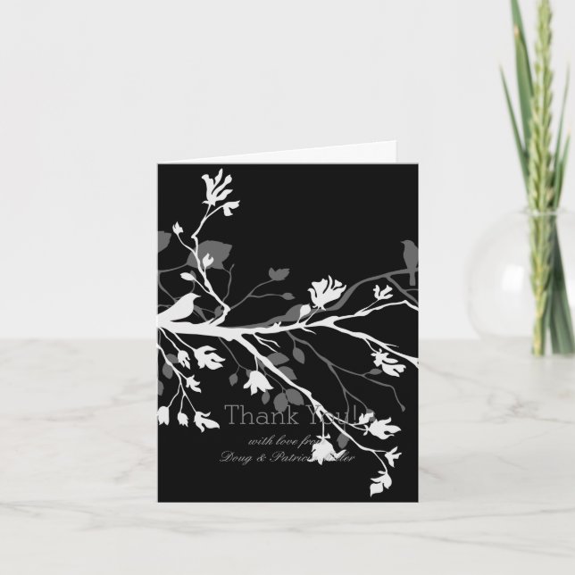 Cartão De Agradecimento Cinza Negra Galhos Brancos Agradecemos (Frente)