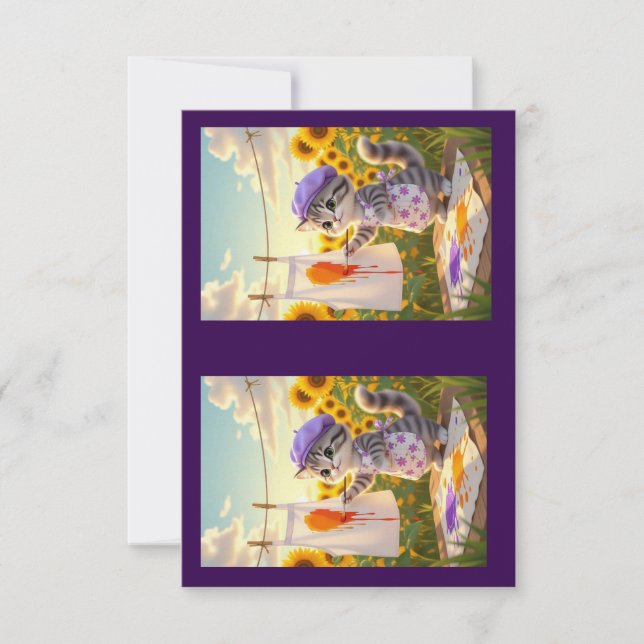 Cartão De Agradecimento Cinza por Pintura de Gato (Frente)