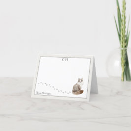 Cartão De Agradecimento Cinza Siberiana Borda Monograma Nome Dobrado