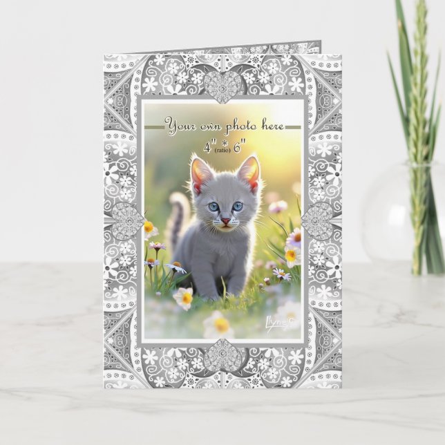 Cartão De Agradecimento Cinzas de rendas cerâmicas (Frente)