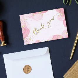 Cartão De Agradecimento Cinzas Douradas Cintilantes Cintilantes Rosa Abstr