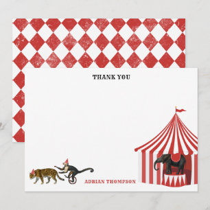 Cartão De Agradecimento Circo Festival Carnaval Animais Grande Top Kids