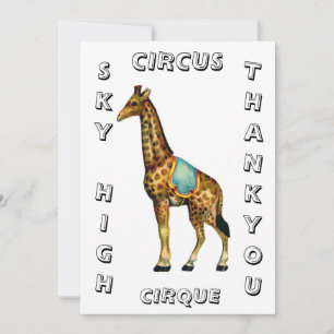 Cartão De Agradecimento Circo Vintage que faz girafa