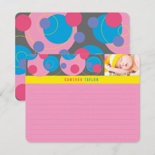 Cartão De Agradecimento Círculos Bubbly Retro Mod Pontos Rosa Azul Foto In