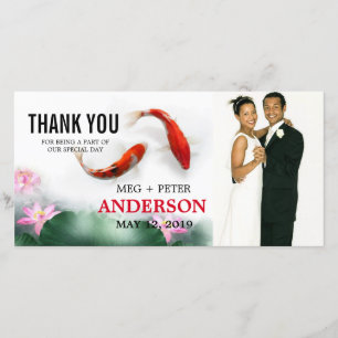 Cartão De Agradecimento Círculos de Amor   Lotus Koi Foto De Casamento Obr