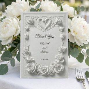 Cartão De Agradecimento Cisnes de Gesso Falso em 3D Relevo de Coração