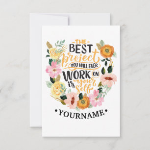 Cartão De Agradecimento Citação de Motivação de Inspiração Floral Elegante
