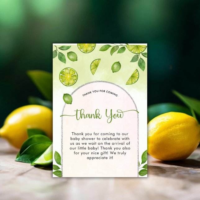 Cartão De Agradecimento Citrinos Limões frescos Gênero Livros Neutros para (Fresh Lime Citrus Gender Neutral Books for Baby Thank You Card)