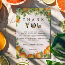 Cartão De Agradecimento Citro branco-preto mínimo