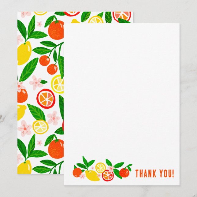 Cartão De Agradecimento Citrus Celebration Custom Colorful Blank Note (Frente/Verso)