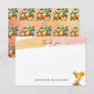 Cartão De Agradecimento Citrus   Chá de Noiva Cocktail