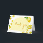 Cartão De Agradecimento Citrus Lemon Chá de fraldas<br><div class="desc">Expresse sua gratidão com o Cartões de agradecimentos de Chá de fraldas Lemonade Imintable, uma maneira perfeita de compartilhar seus obrigados sinceros. Adorado com adoráveis filmes para bebês, este cartão personalizável adiciona um toque de doçura à sua apreciação. Personalize para transmitir seus obrigados da forma mais charmosa e memorável! BS719...</div>