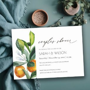 Cartão De Agradecimento Citrus Orange Botanic Boho Casal Invite