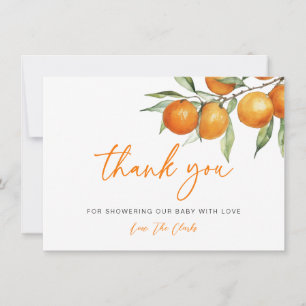 Cartão De Agradecimento Citrus Orange Little Cutie Chá de fraldas