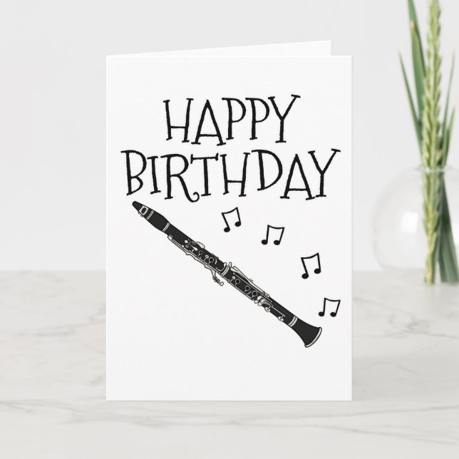 Cartão De Agradecimento Clarinet Birthday Card Woodwind Musical (Frente)