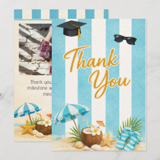 Cartão De Agradecimento Class of 2026 Coastal Beach Grad Thank You Card