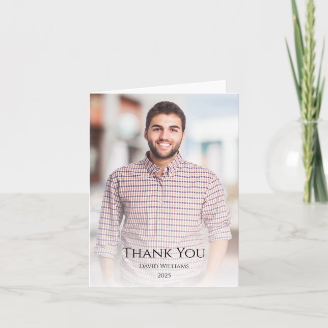 Cartão De Agradecimento Classe de 2025 Graduação Foto Moderna (Frente)