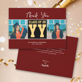 Cartão De Agradecimento Classe de Graduação da Colagem de Fotos Burgundy 2