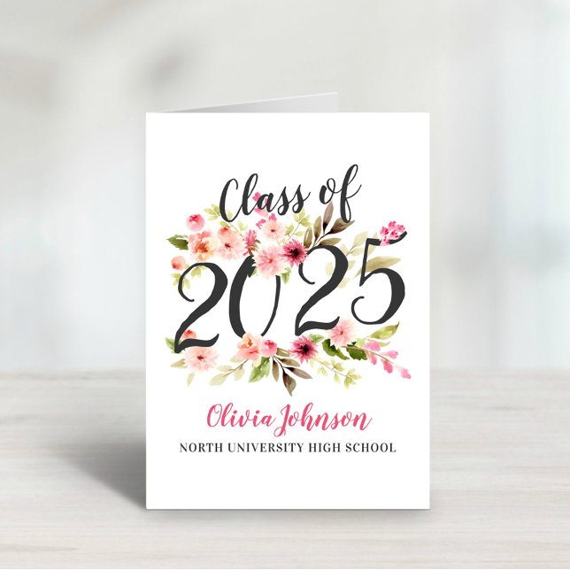 Cartão De Agradecimento Classe de Graduação das Flores de Aquarelas 2025 (Criador carregado)