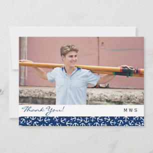 Cartão De Agradecimento Classe de Graduação de Âncora Náutica de 2016 Obri