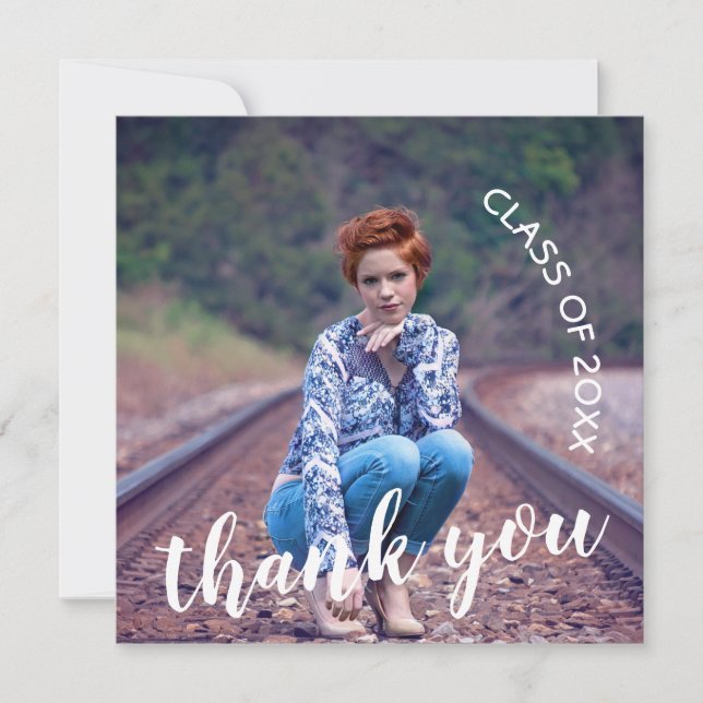 Cartão De Agradecimento Classe de Graduação de Fotos 2025 Obrigado (Frente)