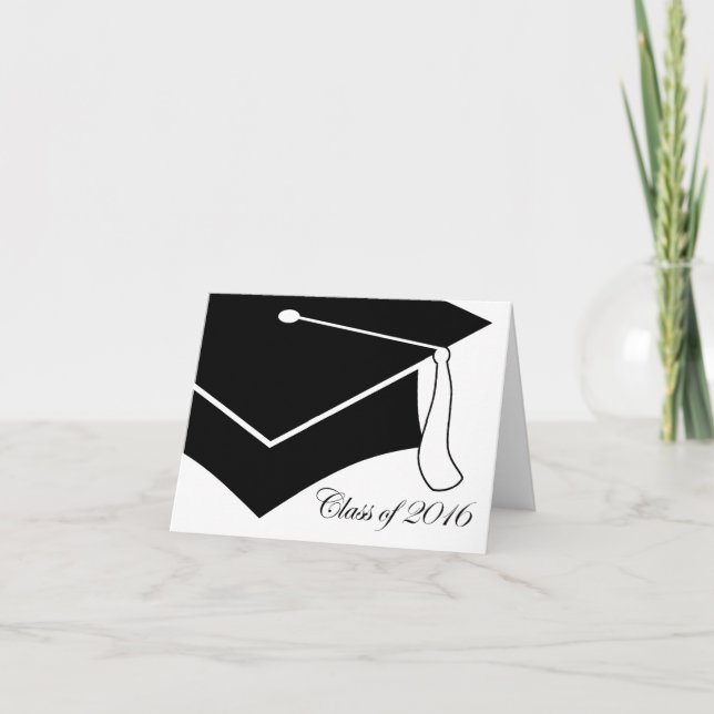 Cartão De Agradecimento classe do boné de formatura 2016 (Frente)