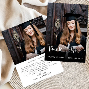 Cartão De Agradecimento Classe Modern Love Heart Script de Graduação 2024