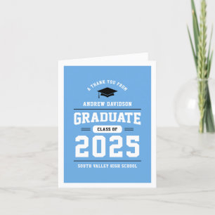 Cartão De Agradecimento Classe Moderna Azul Claro de Vazio 2025
