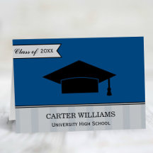 Classe Moderna de Graduação Personalizada Azul Esc