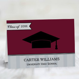 Cartão De Agradecimento Classe Moderna de Graduação Personalizada Burgundy