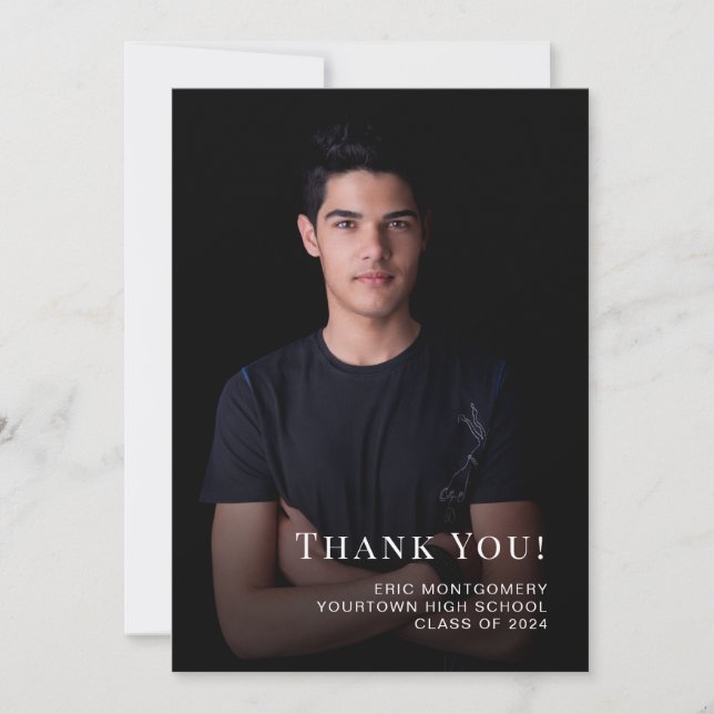 Cartão De Agradecimento Classe Negra de Graduação 2024 - Foto de agradecim (Frente)